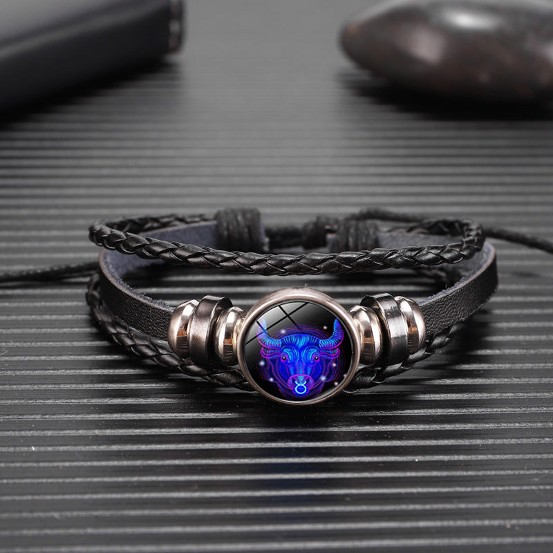 Unisex Zodiac Constellation Bracelet Braided Design Bracelet For Men, Women, Kids Artificial Leather