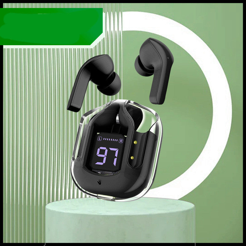 New Mini Wireless Bluetooth Headphones Transparent Headset Digital Display ENC Noise Reduction True Wireless Sports Music with Microphone Earbuds Bilateral Stereo Earplugs Earphones