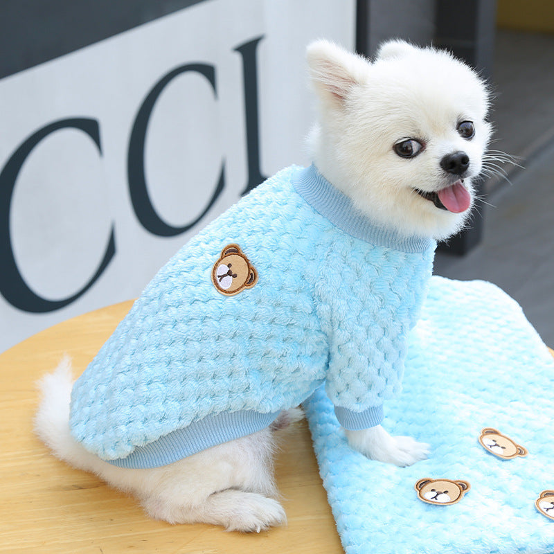 Coral Fleece Pet Clothing Dog Clothes Cat Clothes Pink Baby Blue Red Brown Clothes for Pets Size Teddy Fighting