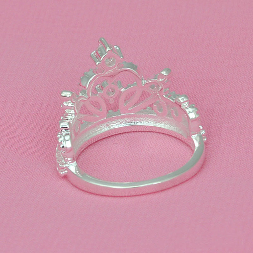 .925 Sterling Silver Plated Sparkling Crystal Crown Ring Gift Beautiful Jewelry S925 Sterling Silver Special Wedding Ring