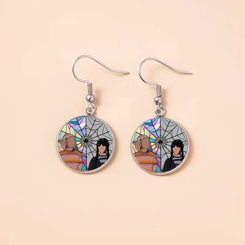 Punk Wednesday Stainless Steel Glass Dome Dangle Earrings For Women Girls