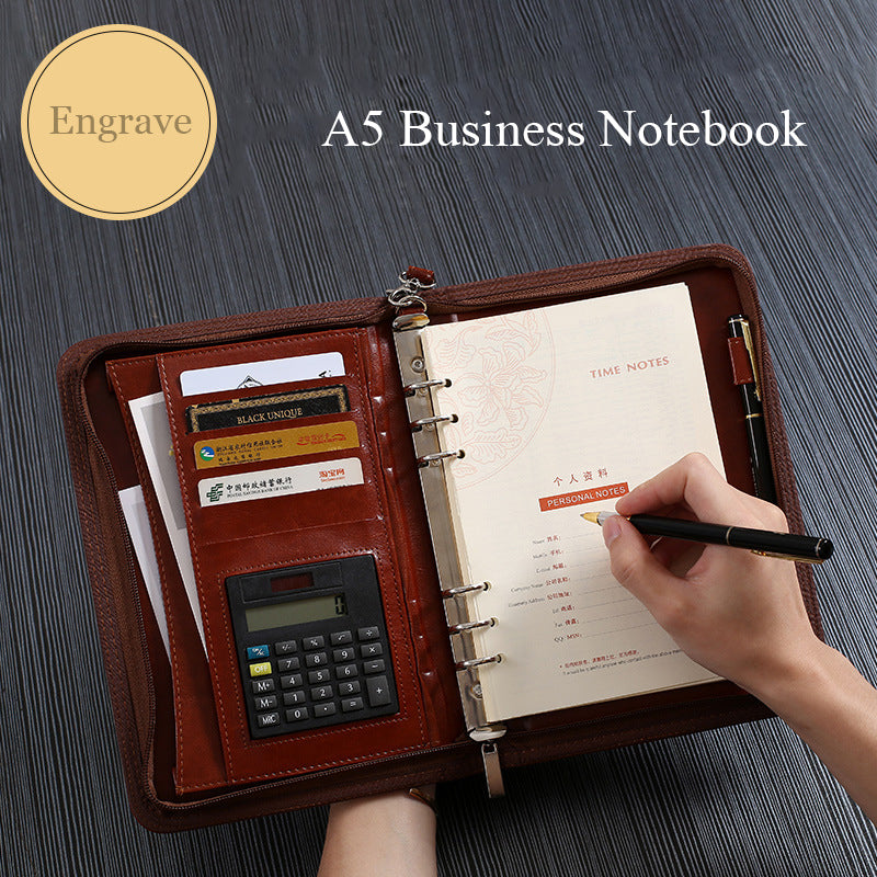 A5 Business Manager Folder Notebook Creative Zipper Bag Office Folder Work Meeting Record Book Business Supplies Office Supplies