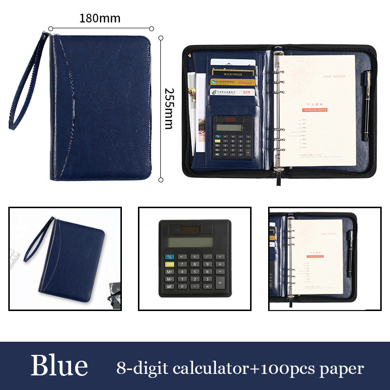 A5 Business Manager Folder Notebook Creative Zipper Bag Office Folder Work Meeting Record Book Business Supplies Office Supplies