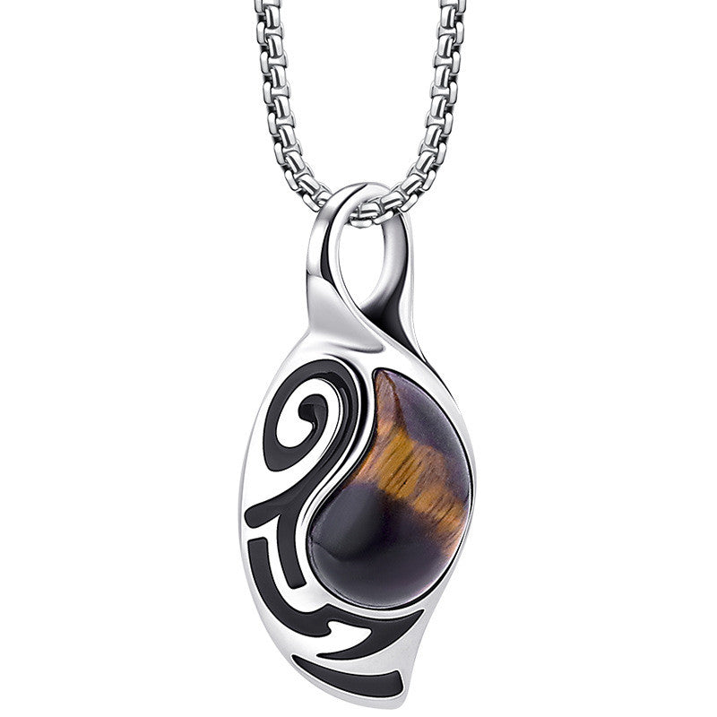 Simple Personality Tiger Eye Stone Men's Necklace Women's Necklace
