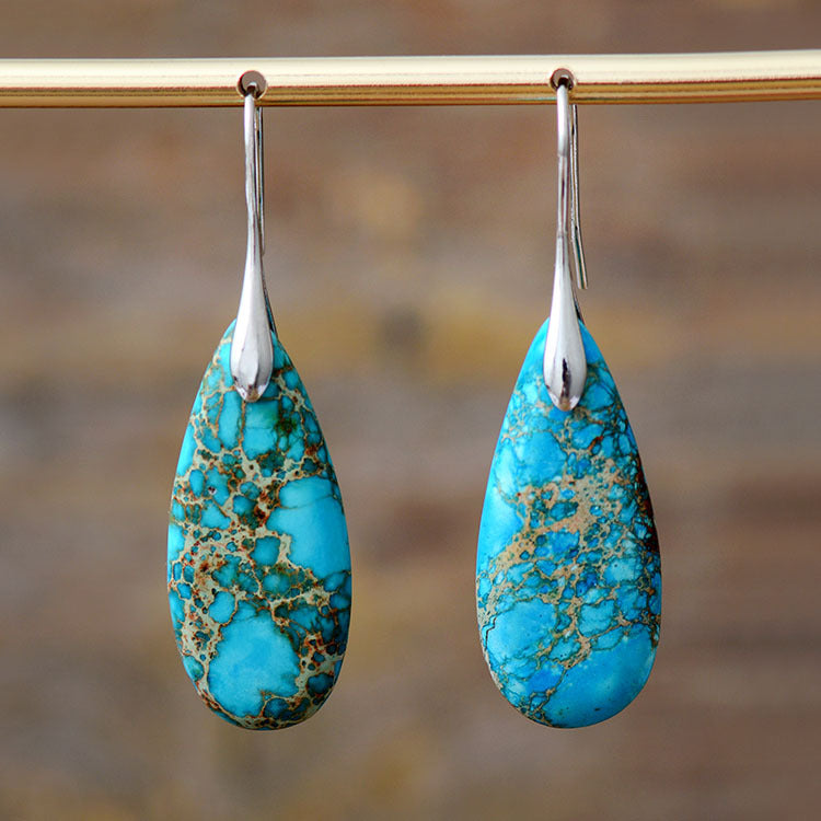 New Bohemian Emperor Stone Water Drop Pendant Earrings Gift Women's Earrings