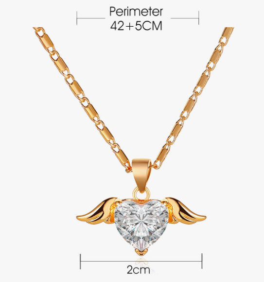 Heart Wings Necklace For Women Gold Rose Gold Silver Women's Necklace