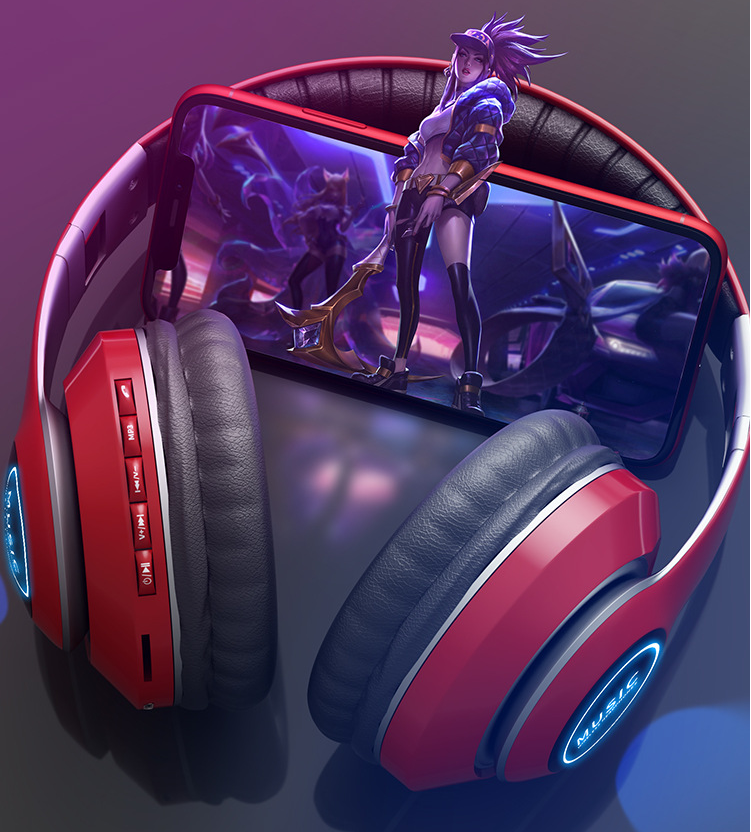 Colorful Glowing Cool Headphones Wireless Gaming Headset Music Headphones Earphones