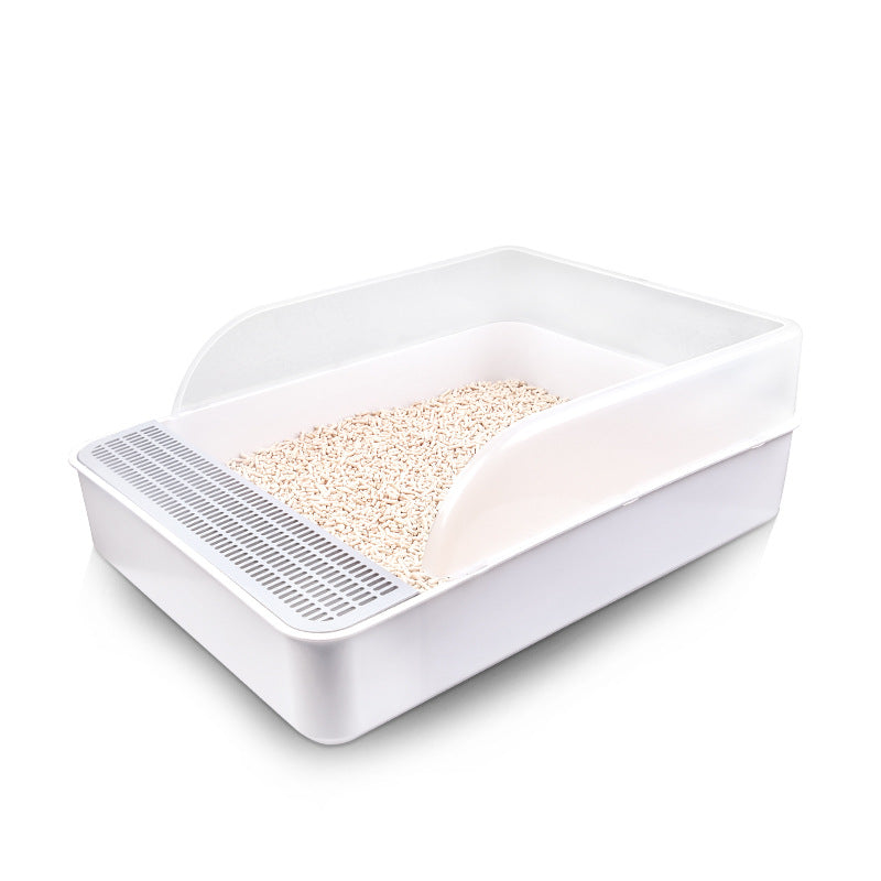 Semi Enclosed White Cat Litter Box Cat Toilet Pet Supplies for Cat Waste Bin Pet Products for Fur Babies, Animals