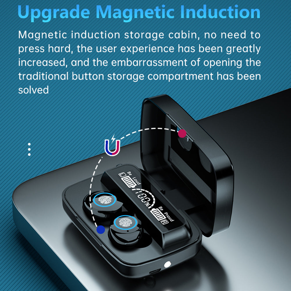 Digital Display TWS Wireless Mirror Touch Headphones Bluetooth Headset with Microphone Earbuds Earplugs Bilateral Stereo