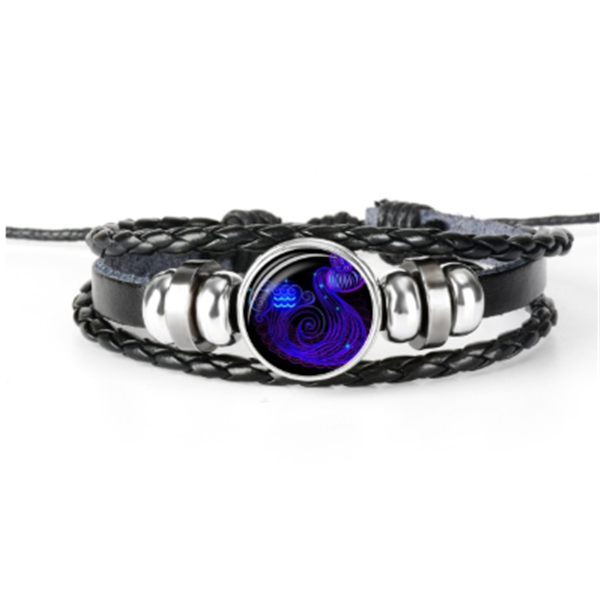 Unisex Zodiac Constellation Bracelet Braided Design Bracelet For Men, Women, Kids Artificial Leather