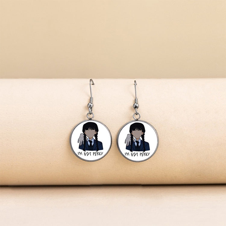 Punk Wednesday Stainless Steel Glass Dome Dangle Earrings For Women Girls