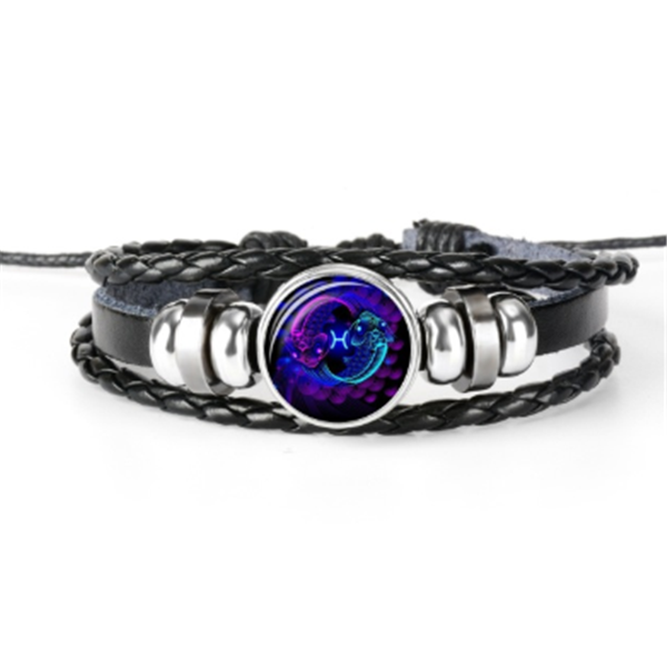 Unisex Zodiac Constellation Bracelet Braided Design Bracelet For Men, Women, Kids Artificial Leather