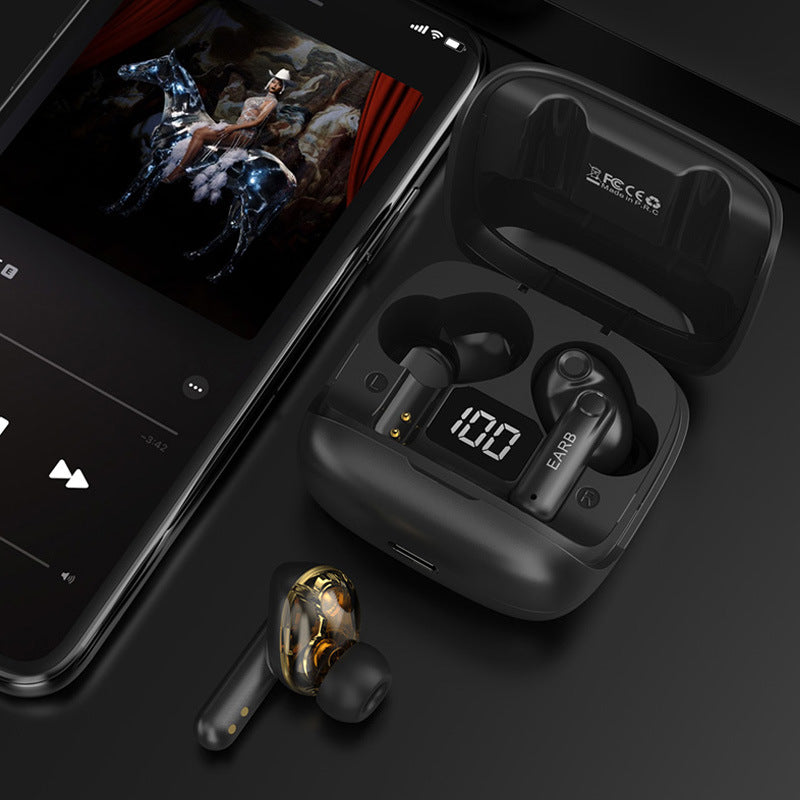 New Mini Wireless Bluetooth Headphones Transparent Headset Digital Display ENC Noise Reduction True Wireless Sports Music with Microphone Earbuds Bilateral Stereo Earplugs Earphones