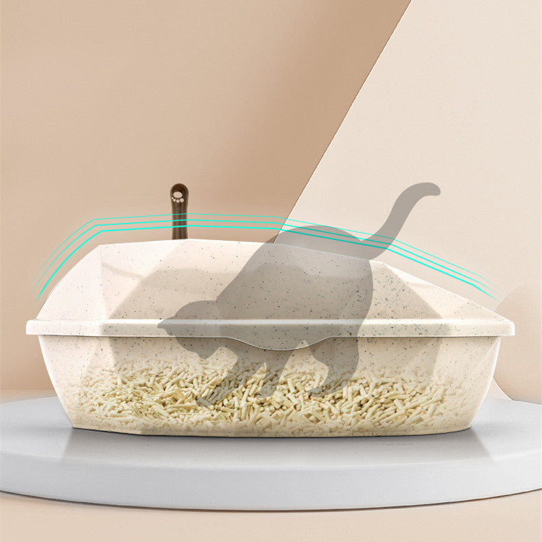 Plastic Anti Sputtering Diamond Shaped Semi Enclosed Cat Litter Box Set with Shovel Cat Toilet Various Colors and Sizes Pet Supplies for Cat Waste Bin Pet Products for Fur Babies, Animals