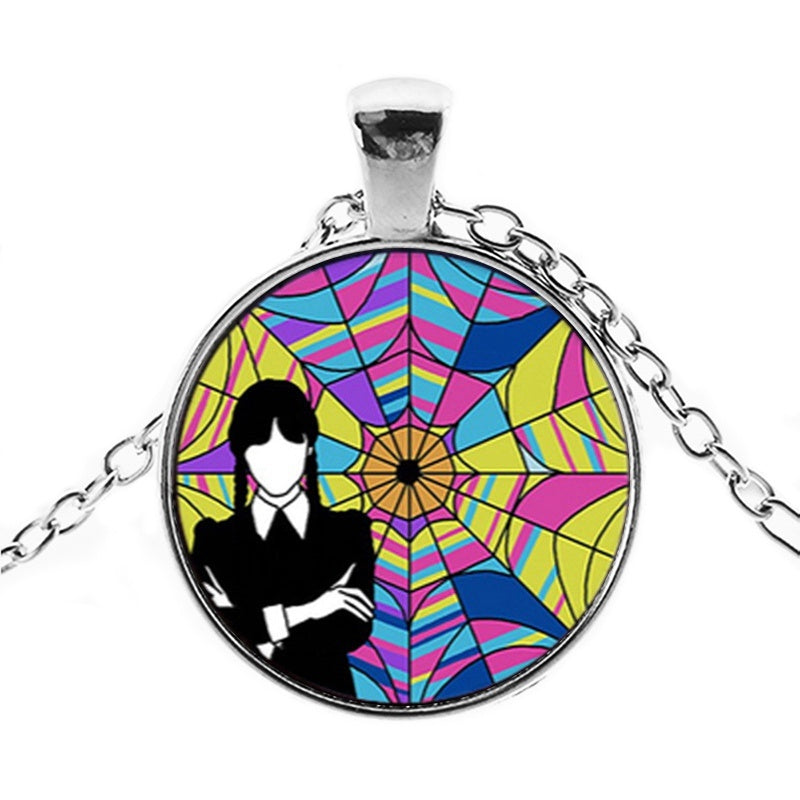 Punk Wednesday Character Glass Dome Pendant Necklace