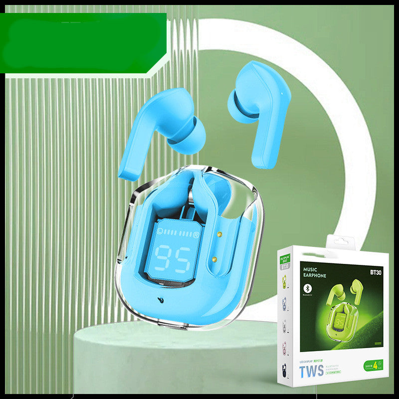 New Mini Wireless Bluetooth Headphones Transparent Headset Digital Display ENC Noise Reduction True Wireless Sports Music with Microphone Earbuds Bilateral Stereo Earplugs Earphones