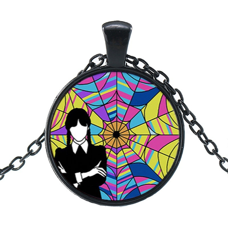Punk Wednesday Character Glass Dome Pendant Necklace