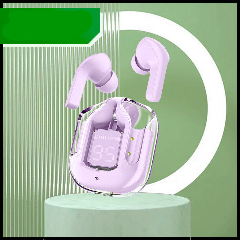 New Mini Wireless Bluetooth Headphones Transparent Headset Digital Display ENC Noise Reduction True Wireless Sports Music with Microphone Earbuds Bilateral Stereo Earplugs Earphones