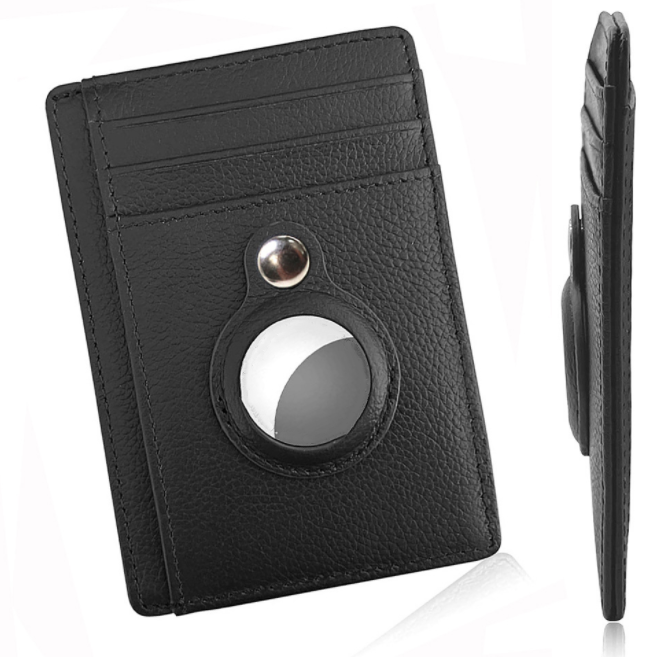 Air Tag Wallet Anti Theft Bullet Card Bag for Men RFID Card Holder Men's Leather Slim Wallet for AirTags