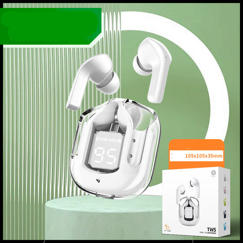 New Mini Wireless Bluetooth Headphones Transparent Headset Digital Display ENC Noise Reduction True Wireless Sports Music with Microphone Earbuds Bilateral Stereo Earplugs Earphones