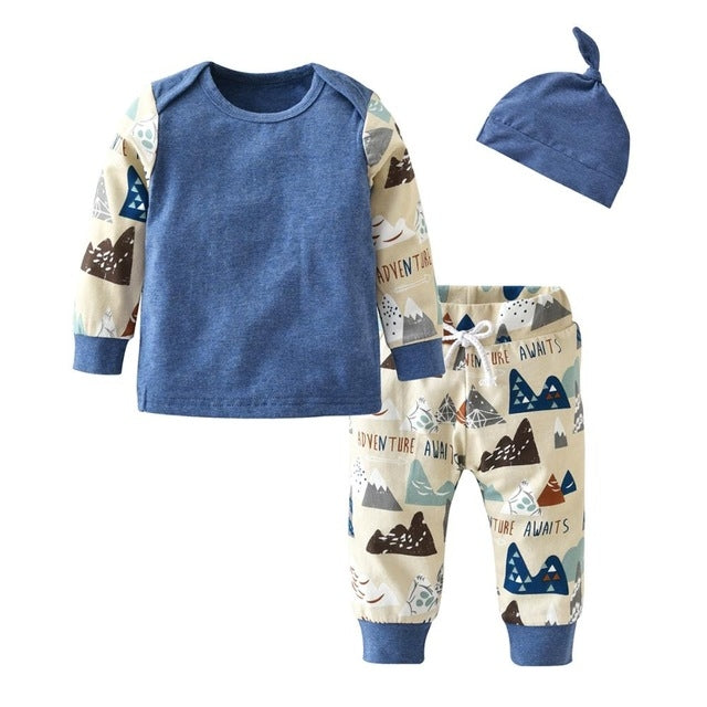 3 Pcs Baby Boy Baby Girl Clothes Set White Cloud Cotton Infant Toddler Clothes for Babies 3M, 6M, 12M, 18M, 24M, 2YO