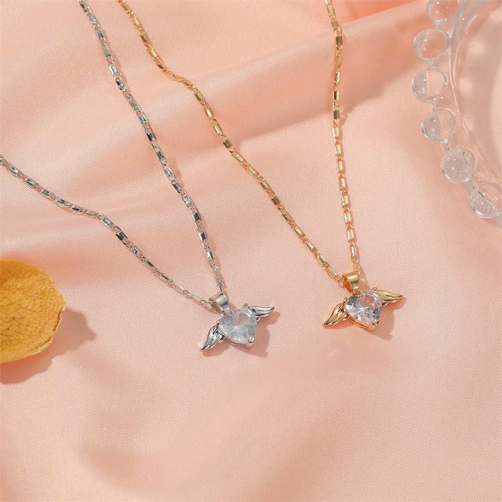 Heart Wings Necklace For Women Gold Rose Gold Silver Women's Necklace
