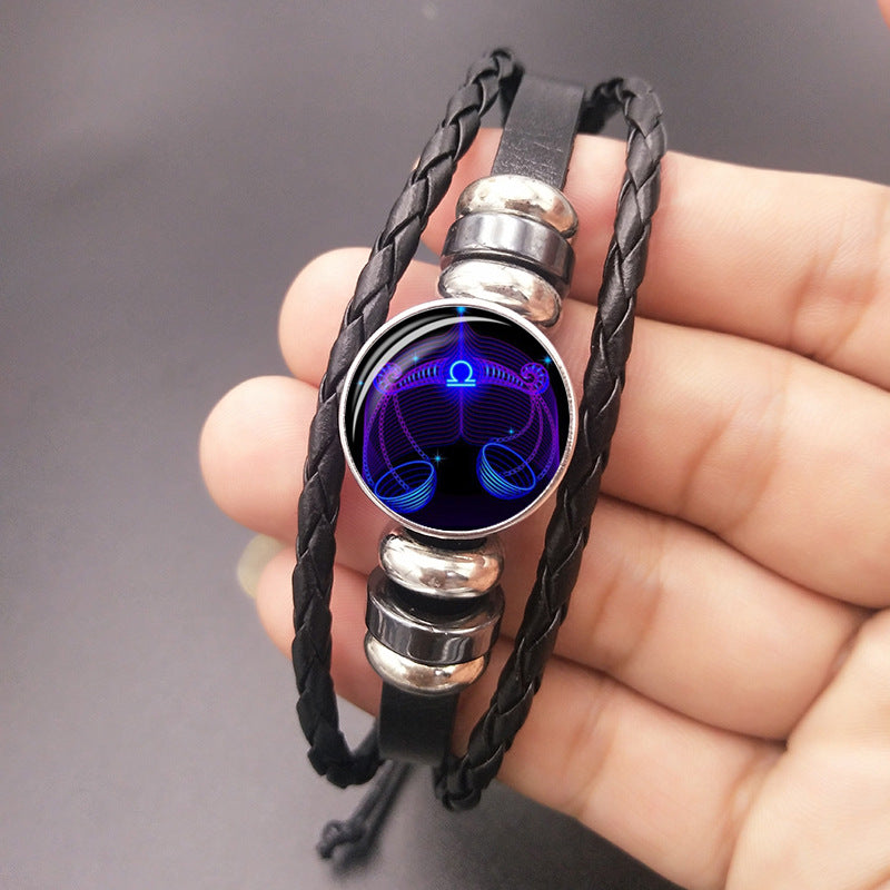 Unisex Zodiac Constellation Bracelet Braided Design Bracelet For Men, Women, Kids Artificial Leather