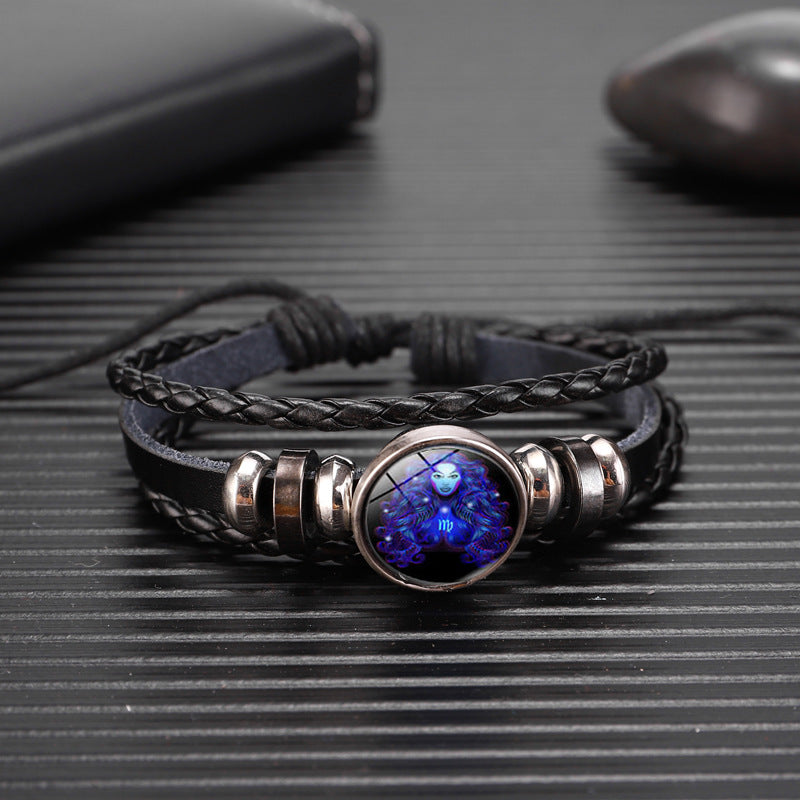 Unisex Zodiac Constellation Bracelet Braided Design Bracelet For Men, Women, Kids Artificial Leather
