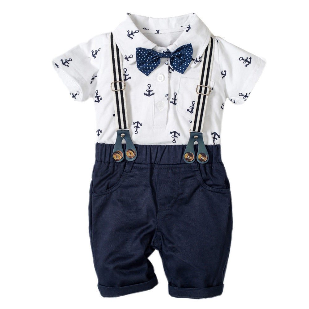 3pcs Baby Boy Gentleman Clothes Printed Triangle Romper Infant Toddler 3M, 6M, 12M, 18M, 24M, 2YO