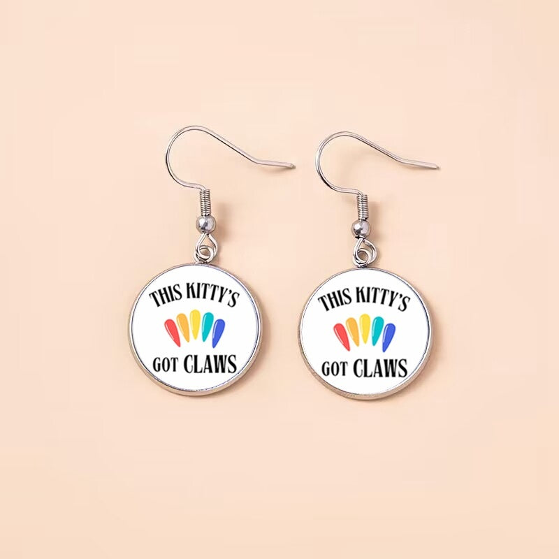 Punk Wednesday Stainless Steel Glass Dome Dangle Earrings For Women Girls