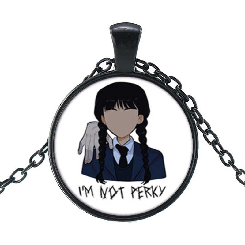 Punk Wednesday Character Glass Dome Pendant Necklace