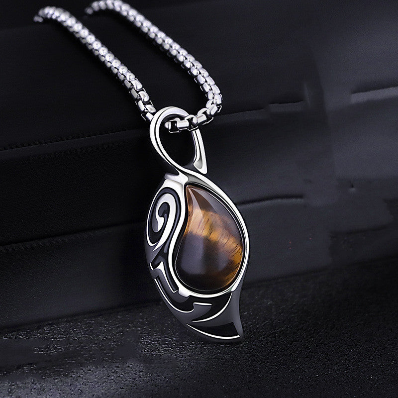Simple Personality Tiger Eye Stone Men's Necklace Women's Necklace