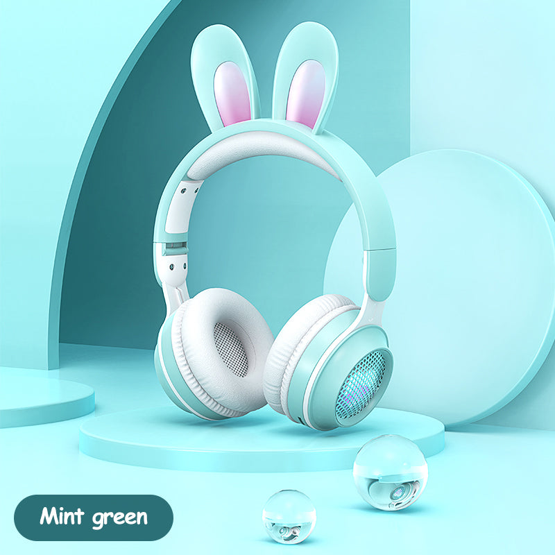 Rabbit Ear Headphones Wireless Headset Luminous Extendable Wheat Earphones