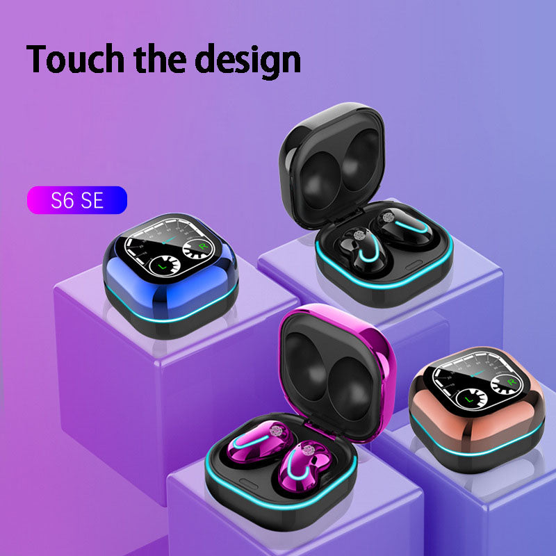 New S6 SE Wireless Headphones Breathing Light Time Digital Display TWS5.0 Earbuds Bluetooth Headset Earphones