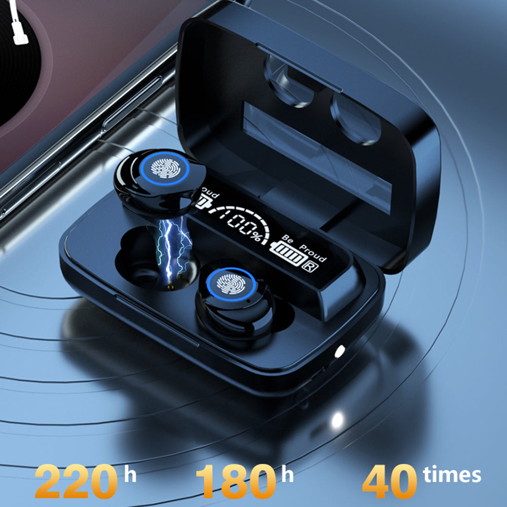 Digital Display TWS Wireless Mirror Touch Headphones Bluetooth Headset with Microphone Earbuds Earplugs Bilateral Stereo