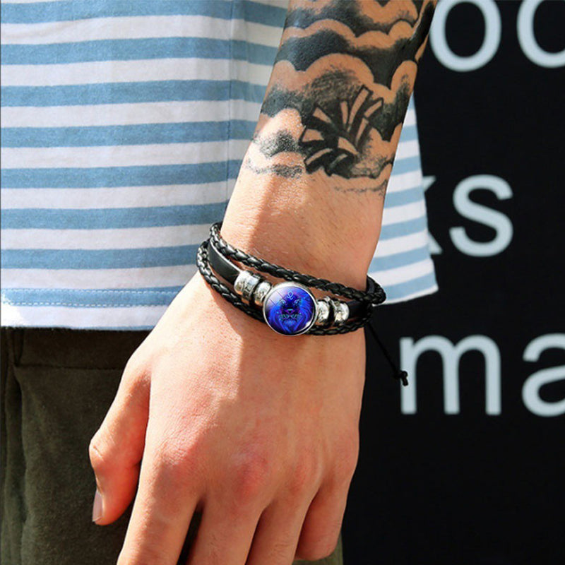 Unisex Zodiac Constellation Bracelet Braided Design Bracelet For Men, Women, Kids Artificial Leather