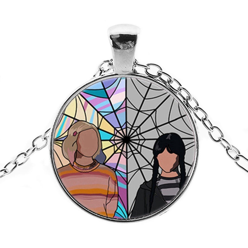 Punk Wednesday Character Glass Dome Pendant Necklace