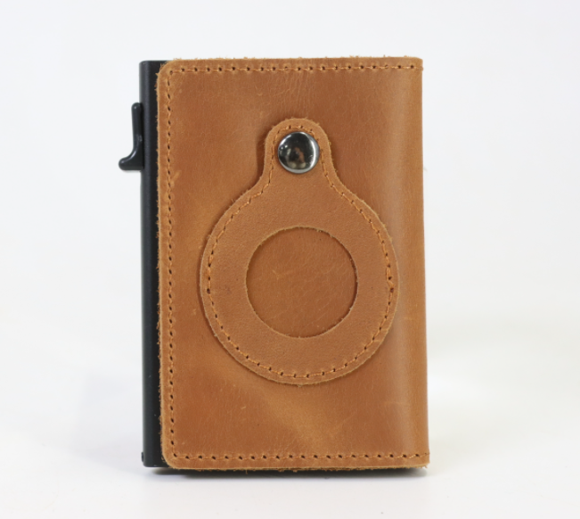 Air Tag Wallet Anti Theft Bullet Card Bag for Men RFID Card Holder Men's Leather Slim Wallet for AirTags