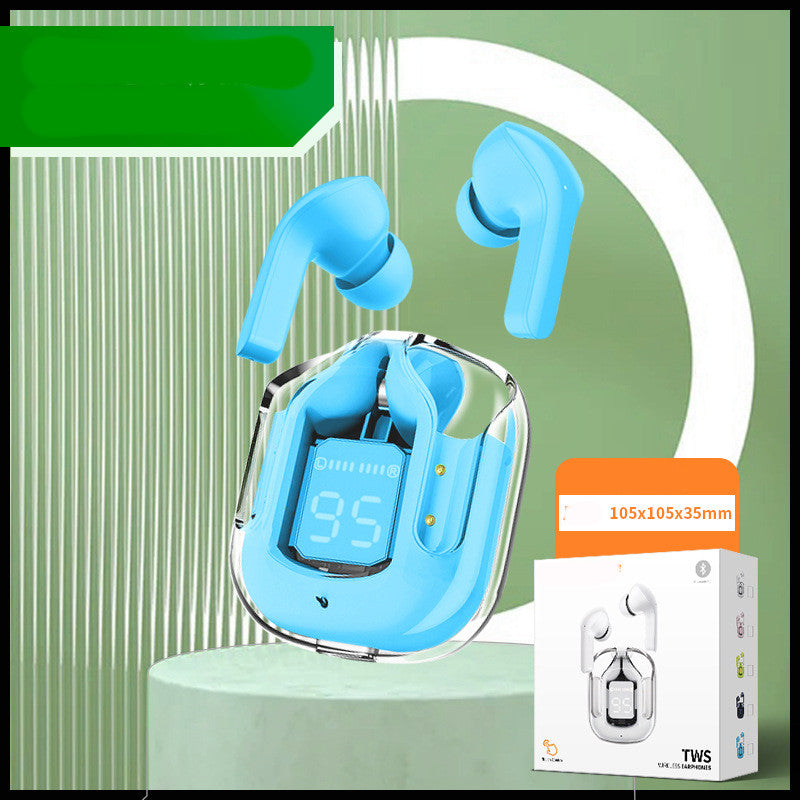 New Mini Wireless Bluetooth Headphones Transparent Headset Digital Display ENC Noise Reduction True Wireless Sports Music with Microphone Earbuds Bilateral Stereo Earplugs Earphones