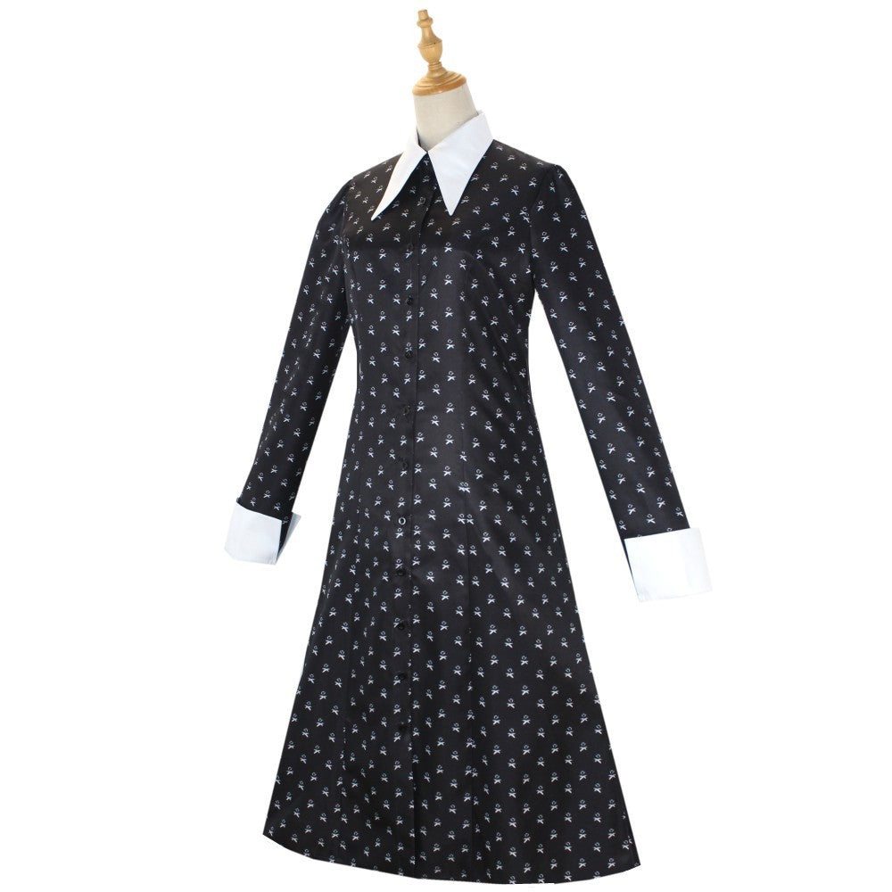 Wednesday Addams Cosplay Halloween Costume Black Dress