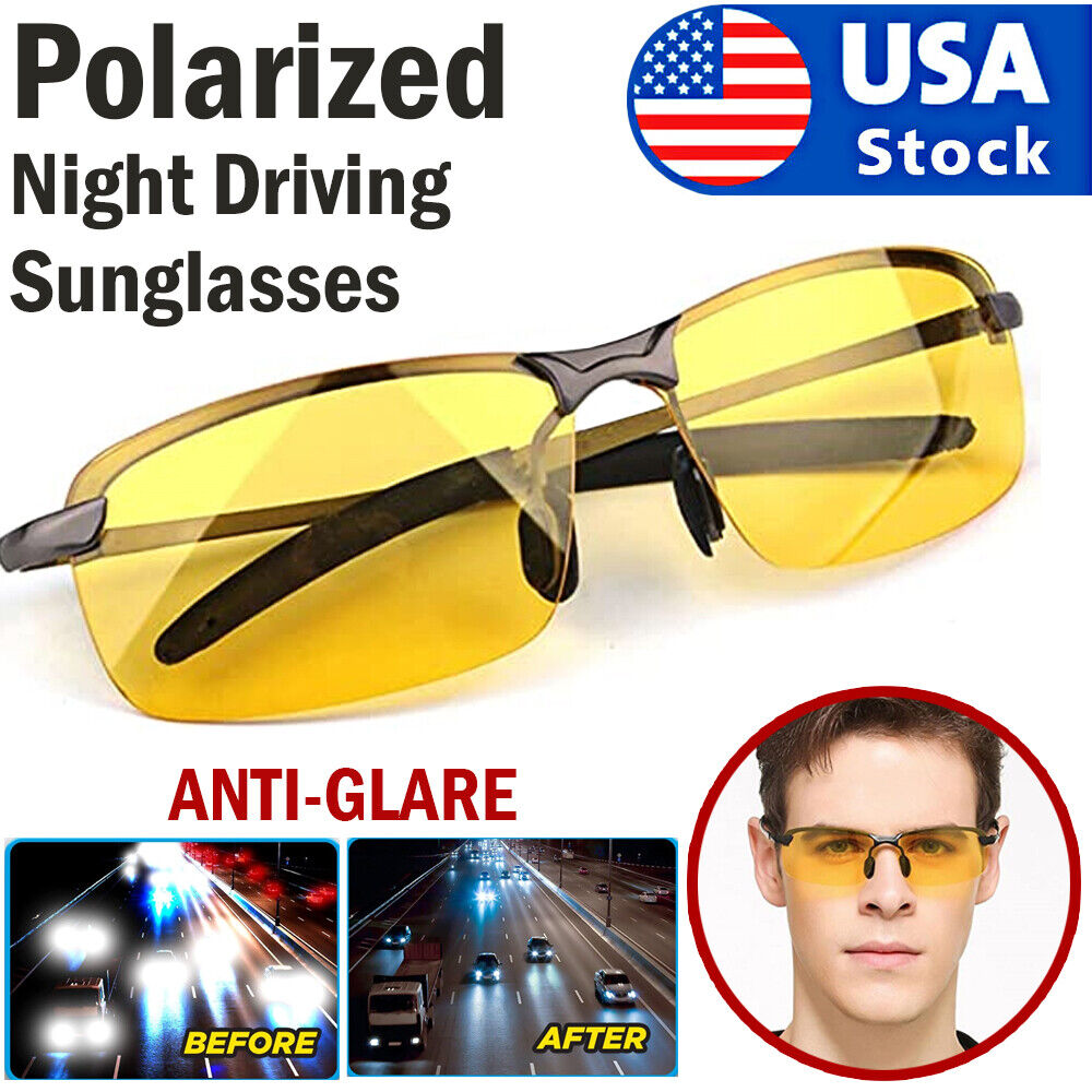 Polarized HD Night Driving Sunglasses Vision Glasses For Men & Women Aviator Shades