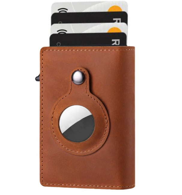 Air Tag Wallet Anti Theft Bullet Card Bag for Men RFID Card Holder Men's Leather Slim Wallet for AirTags