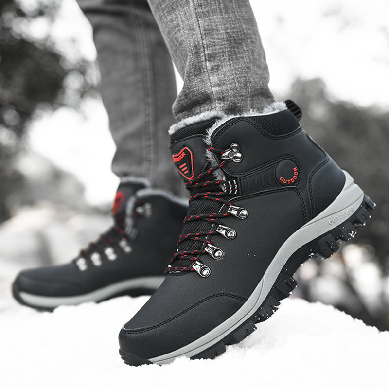 Men’s Winter Snow Boots for Men and Boys Warm Plush Ankle Boots Hiking Lace-up Shoes