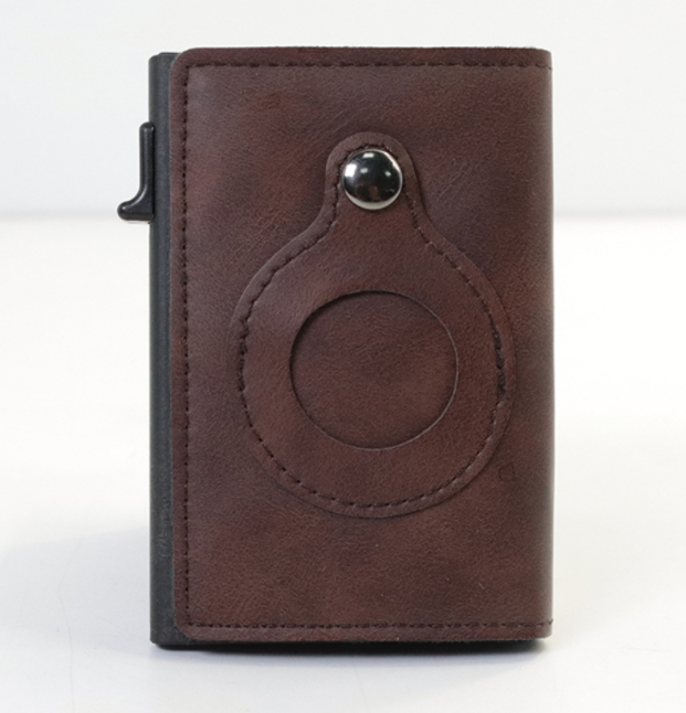 Air Tag Wallet Anti Theft Bullet Card Bag for Men RFID Card Holder Men's Leather Slim Wallet for AirTags
