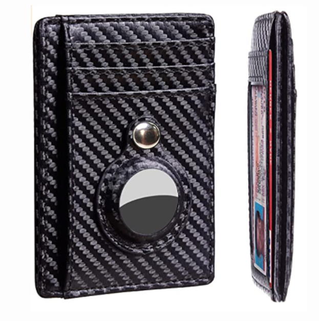 Air Tag Wallet Anti Theft Bullet Card Bag for Men RFID Card Holder Men's Leather Slim Wallet for AirTags