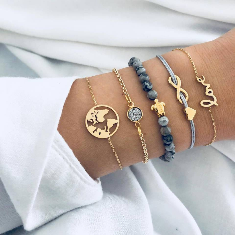 Love Map Bracelet Bracelet Set Women's Bracelet Set Jewelry Set