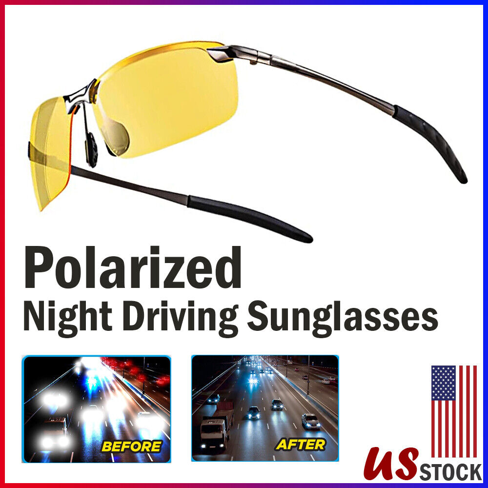 Polarized HD Night Driving Sunglasses Vision Glasses For Men & Women Aviator Shades