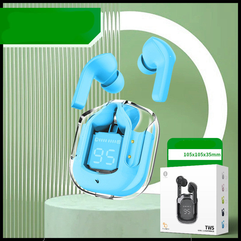 New Mini Wireless Bluetooth Headphones Transparent Headset Digital Display ENC Noise Reduction True Wireless Sports Music with Microphone Earbuds Bilateral Stereo Earplugs Earphones