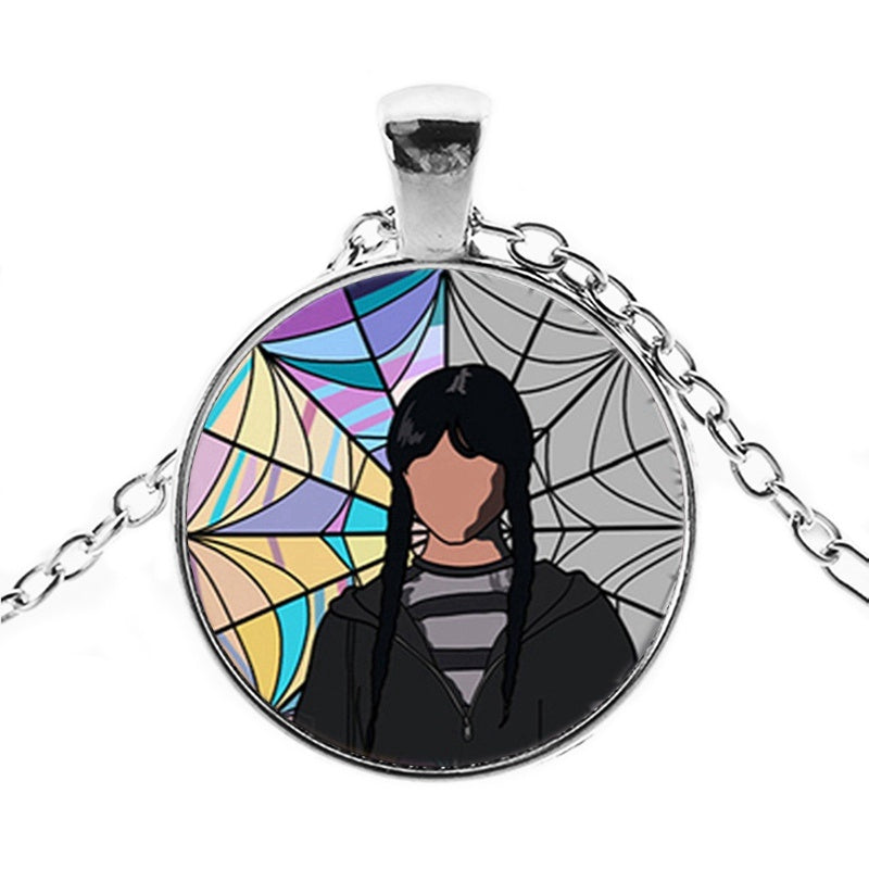 Punk Wednesday Character Glass Dome Pendant Necklace