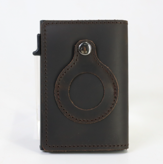 Air Tag Wallet Anti Theft Bullet Card Bag for Men RFID Card Holder Men's Leather Slim Wallet for AirTags